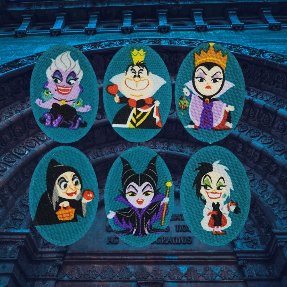 Set of 6 Disney Villains Iron On Patches Fabric Motif Appliques